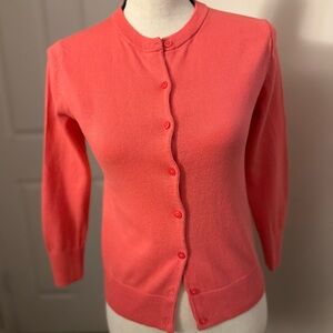 GAP Pink Cardigan Sweater Fitted Fine-Knit